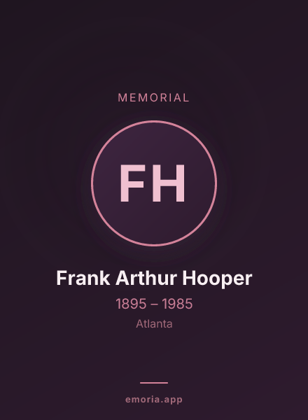 Memorial portrait of Frank Arthur Hooper
