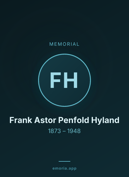 Memorial portrait of Frank Astor Penfold Hyland