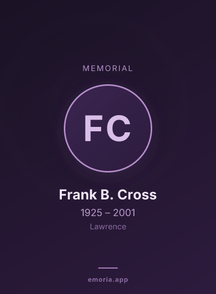 Memorial portrait of Frank B. Cross