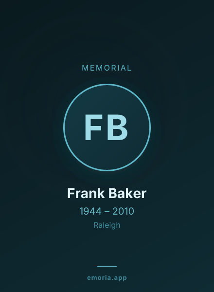 Memorial portrait of Frank Baker