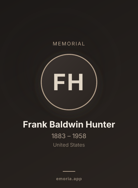 Memorial portrait of Frank Baldwin Hunter