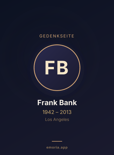 Gedenkportrait von Frank Bank