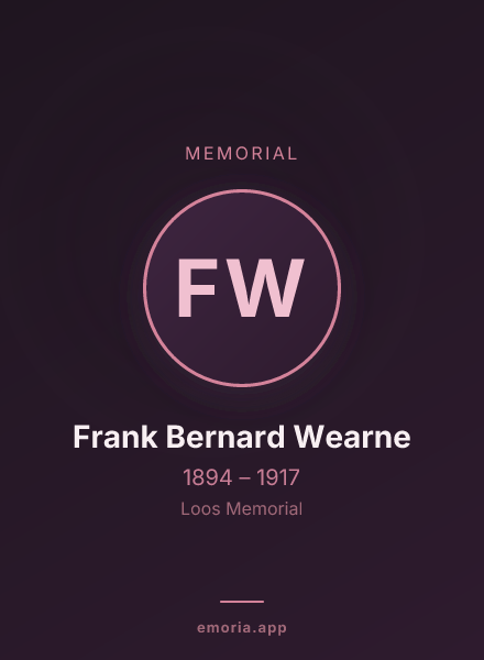 Memorial portrait of Frank Bernard Wearne