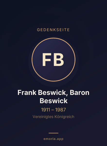 Gedenkportrait von Frank Beswick, Baron Beswick