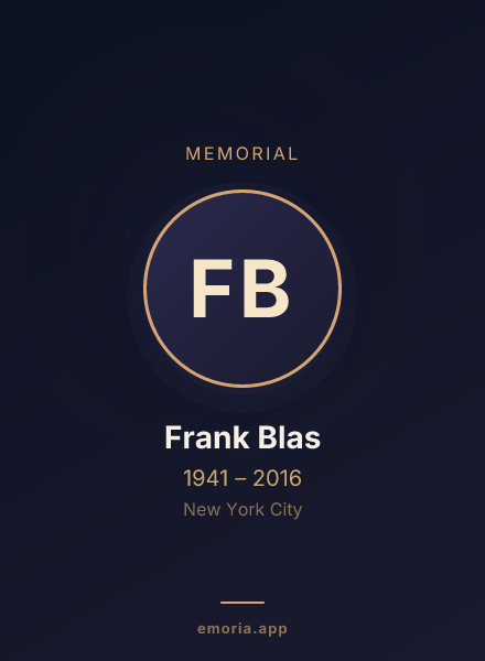 Memorial portrait of Frank Blas
