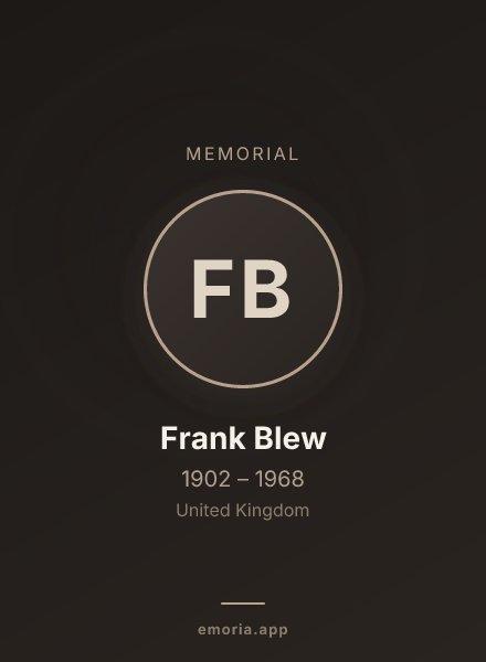 Memorial portrait of Frank Blew