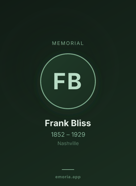 Memorial portrait of Frank Bliss