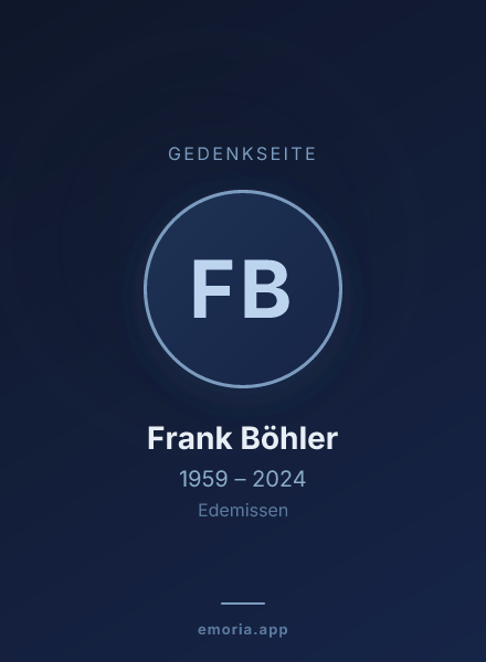 Gedenkportrait von Frank Böhler