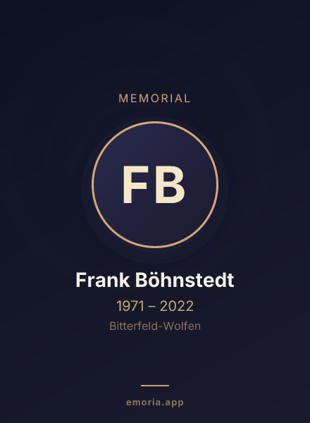 Memorial portrait of Frank Böhnstedt