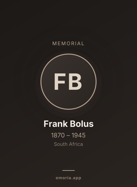 Memorial portrait of Frank Bolus