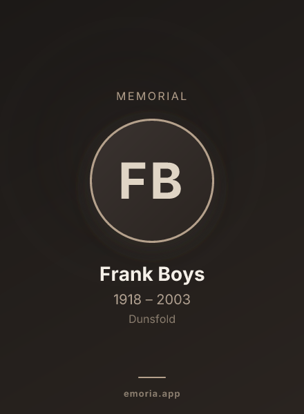 Memorial portrait of Frank Boys