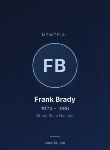 Memorial portrait of Frank Brady