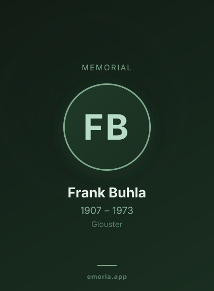 Memorial portrait of Frank Buhla