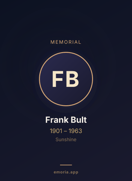 Memorial portrait of Frank Bult