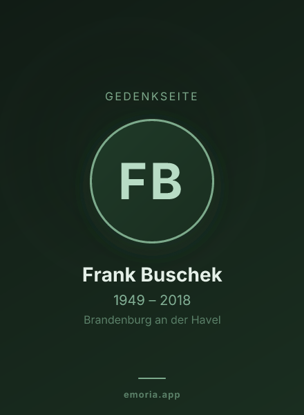 Gedenkportrait von Frank Buschek