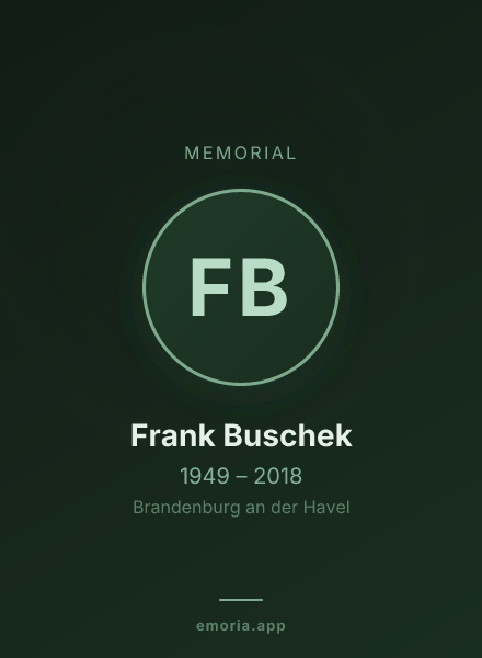 Memorial portrait of Frank Buschek