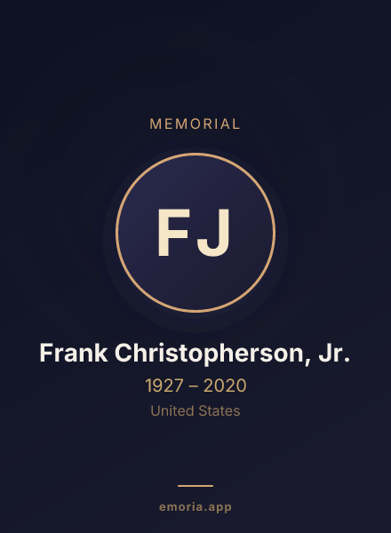 Memorial portrait of Frank Christopherson, Jr.