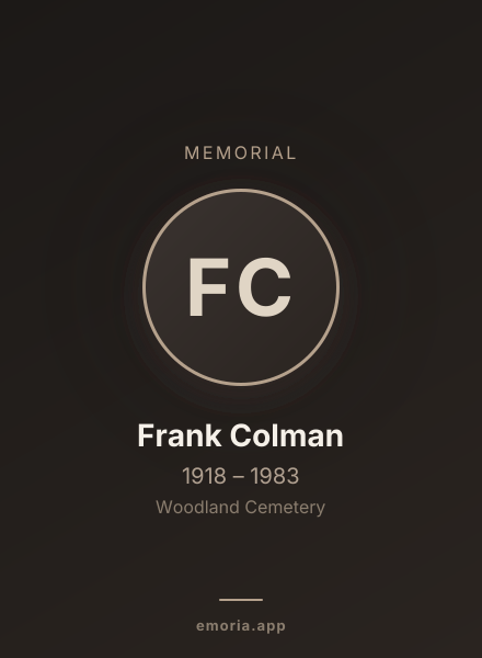 Memorial portrait of Frank Colman