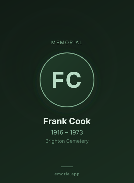 Memorial portrait of Frank Cook