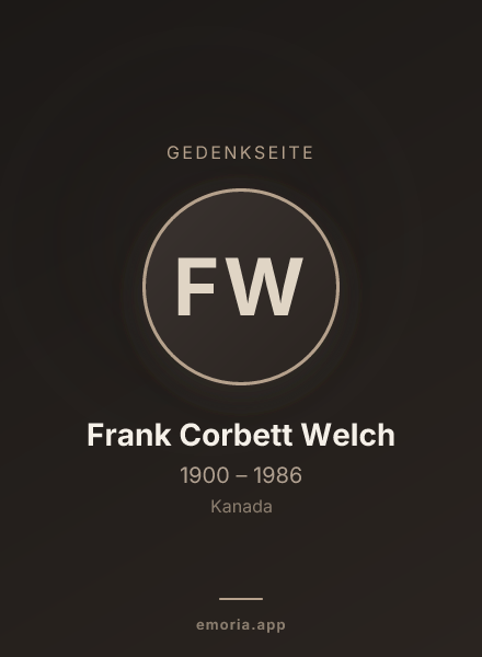 Gedenkportrait von Frank Corbett Welch