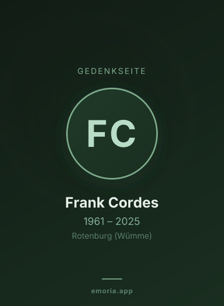 Gedenkportrait von Frank Cordes