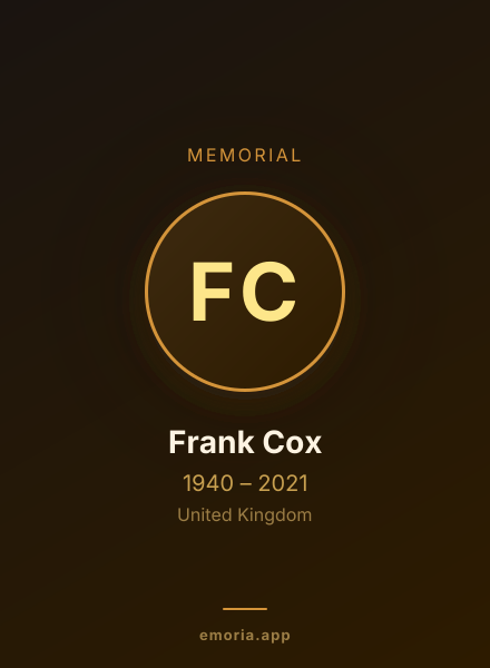Memorial portrait of Frank Cox