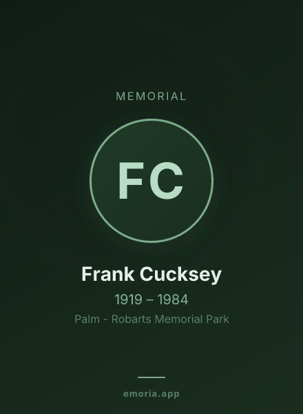 Memorial portrait of Frank Cucksey