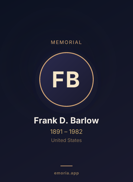 Memorial portrait of Frank D. Barlow