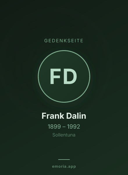 Gedenkportrait von Frank Dalin