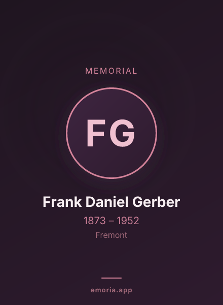 Memorial portrait of Frank Daniel Gerber