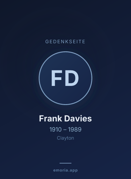 Gedenkportrait von Frank Davies