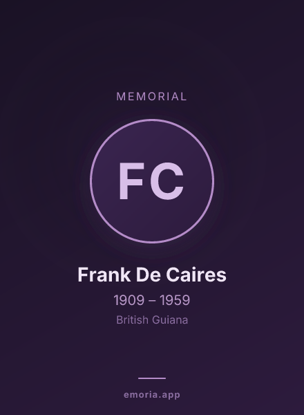 Memorial portrait of Frank De Caires