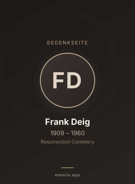 Gedenkportrait von Frank Deig