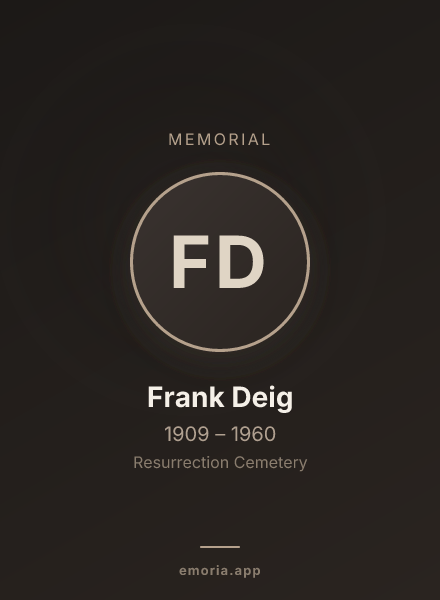 Memorial portrait of Frank Deig
