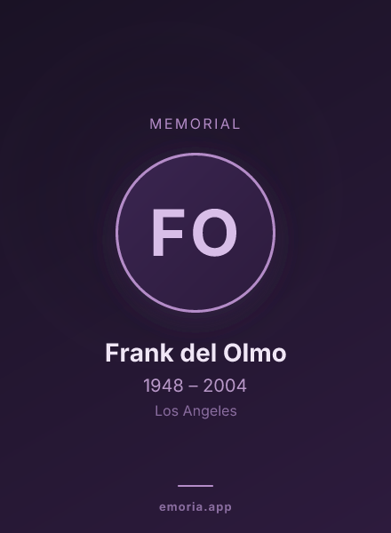 Memorial portrait of Frank del Olmo