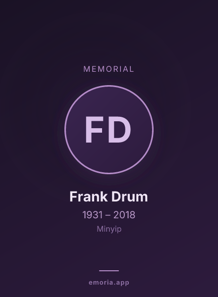 Memorial portrait of Frank Drum