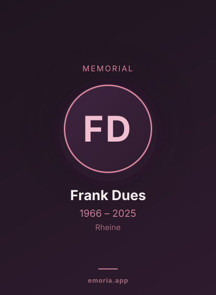 Memorial portrait of Frank Dues
