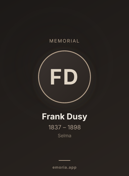 Memorial portrait of Frank Dusy
