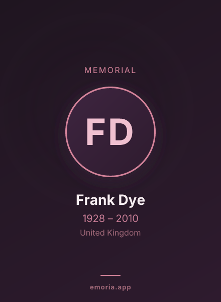 Memorial portrait of Frank Dye