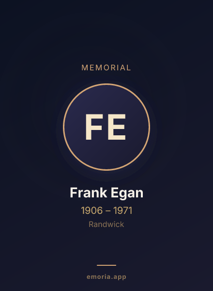 Memorial portrait of Frank Egan