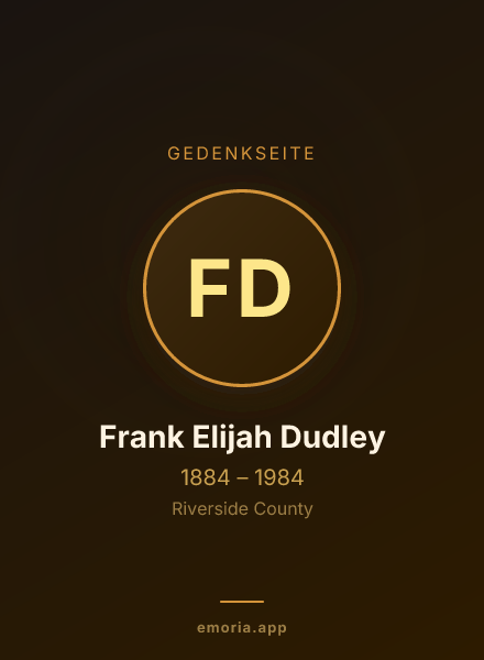 Gedenkportrait von Frank Elijah Dudley