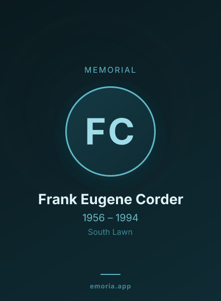 Memorial portrait of Frank Eugene Corder