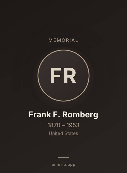 Memorial portrait of Frank F. Romberg