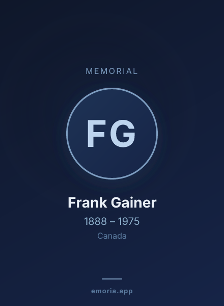 Memorial portrait of Frank Gainer