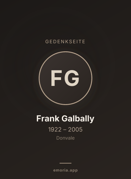 Gedenkportrait von Frank Galbally