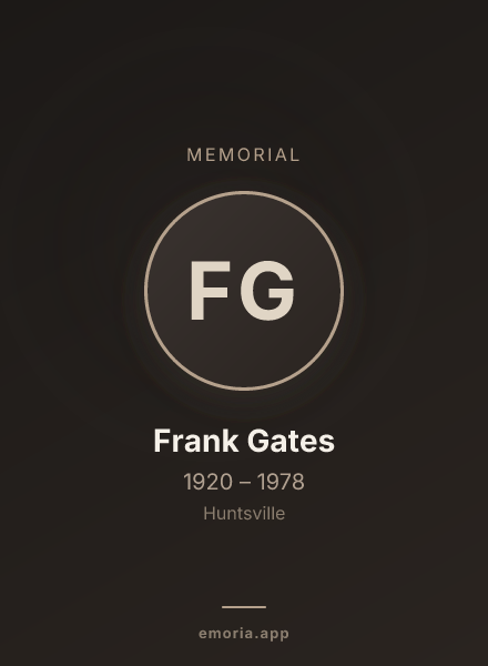 Memorial portrait of Frank Gates