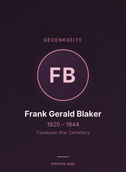 Gedenkportrait von Frank Gerald Blaker