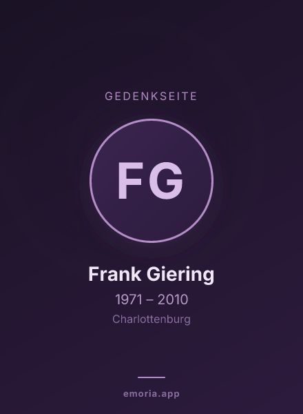 Gedenkportrait von Frank Giering
