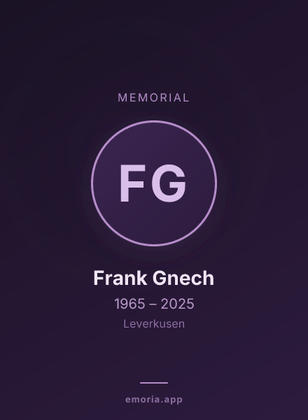 Memorial portrait of Frank Gnech