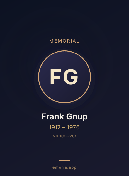 Memorial portrait of Frank Gnup